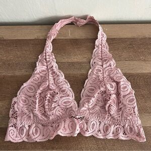 Victoria’s Secret PINK Blush Pink Lace Halter Neck Bralette Size Large